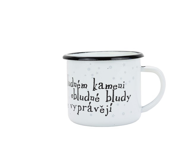 Smaltovaný hrnek ø 8 cm - 0.35 l bílý "kámen" v krabičce - ČESKÝ PLECHÁČEK | BELIS