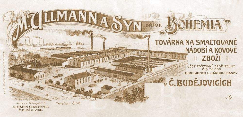 Původní závod na výrobu smaltovaného nádobí – M.ULLMANN A SYN – SMALTOVNA v Českých Budějovicích